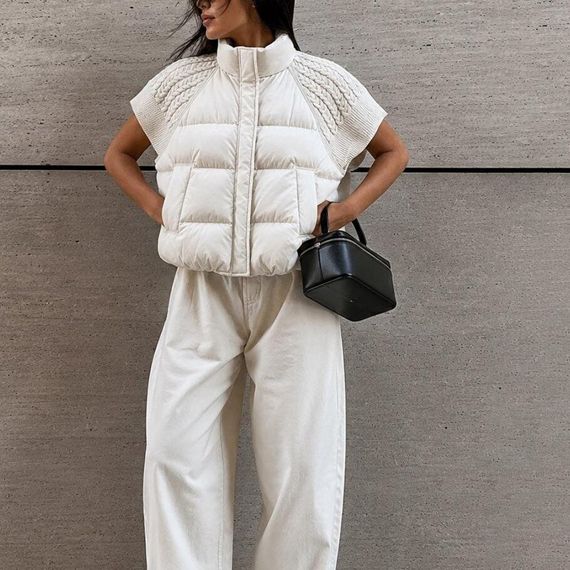 Puffer Vest Padded - Kadın Şık Kısaltılmış Şişme Yelek Kolsuz