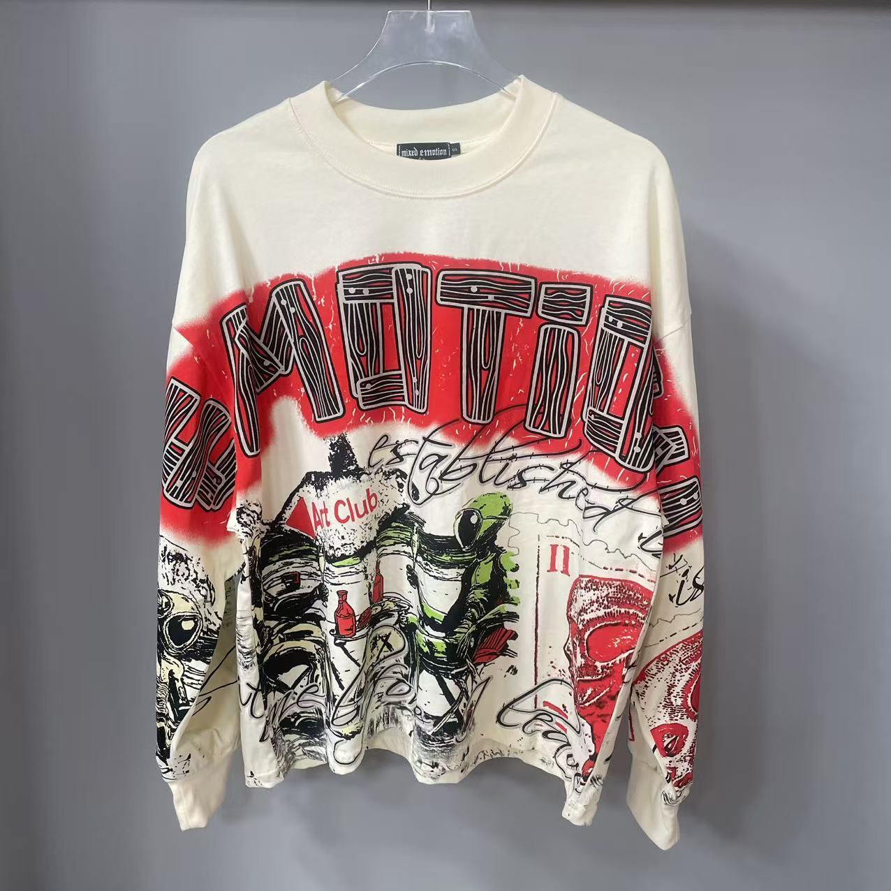 Street Fashion Style - Yüksek Kaliteli Tasarımcı MIXED-EMOTION Uzun Kollu