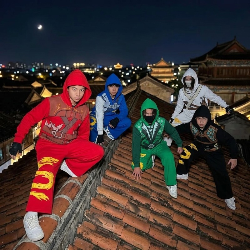 Street Fashion For Man - Ninja Savaşçı Zırhı Kapüşonlu Üst Seti