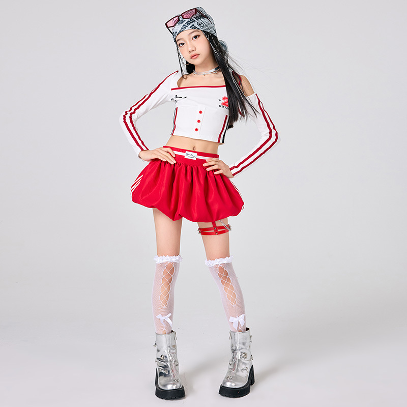 Street Fashion Kpop - Kızlar Hip Hop Giysileri Beyaz Üst