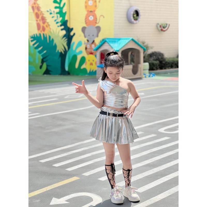 Street Fashion Kpop - Caz Kpop dans kostümü kızlar gümüş