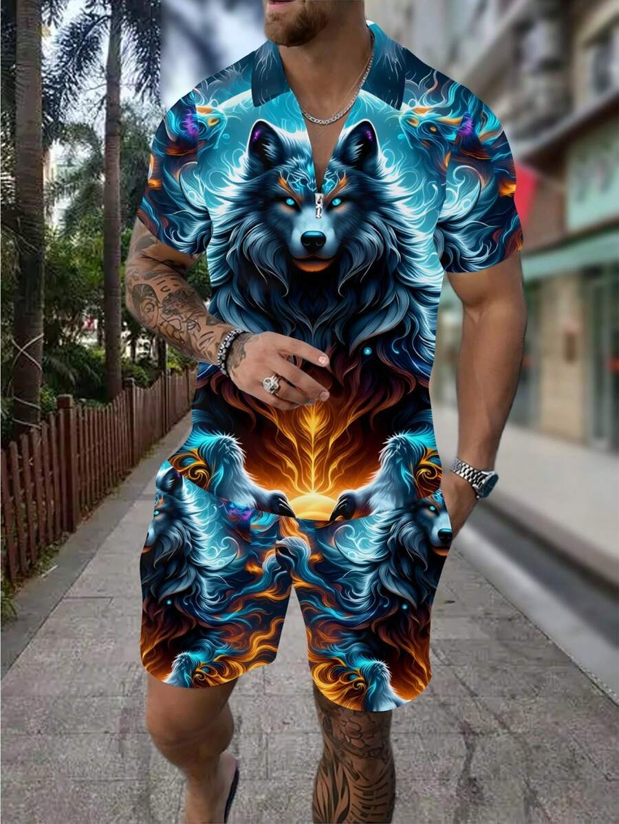 Erkek Modası 3D Kurt Baskılı F - Street Fashion Style incelemesi ve fiyatı