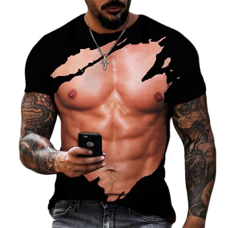 Yaz moda erkek 3D baskılı kas  - Street Fashion For Short Guys incelemesi ve fiyatı
