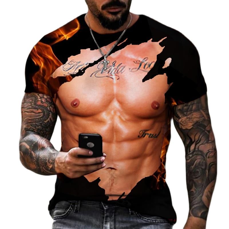 Yaz moda erkek 3D baskılı kas  - Street Fashion For Short Guys incelemesi ve fiyatı