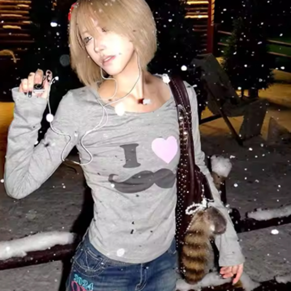 Japon Y2K Sakal Baskılı Tişört - Street Fashion In Japan incelemesi ve fiyatı